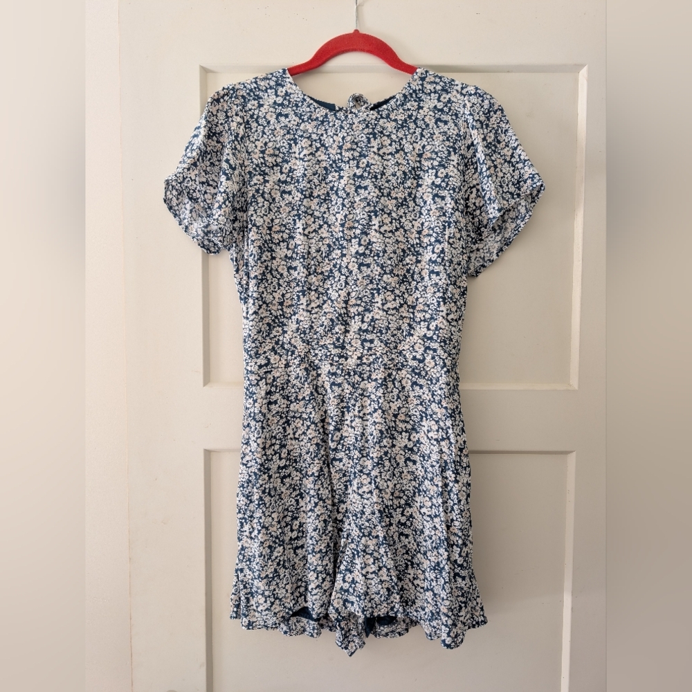 Navy and White Floral Midi Dress